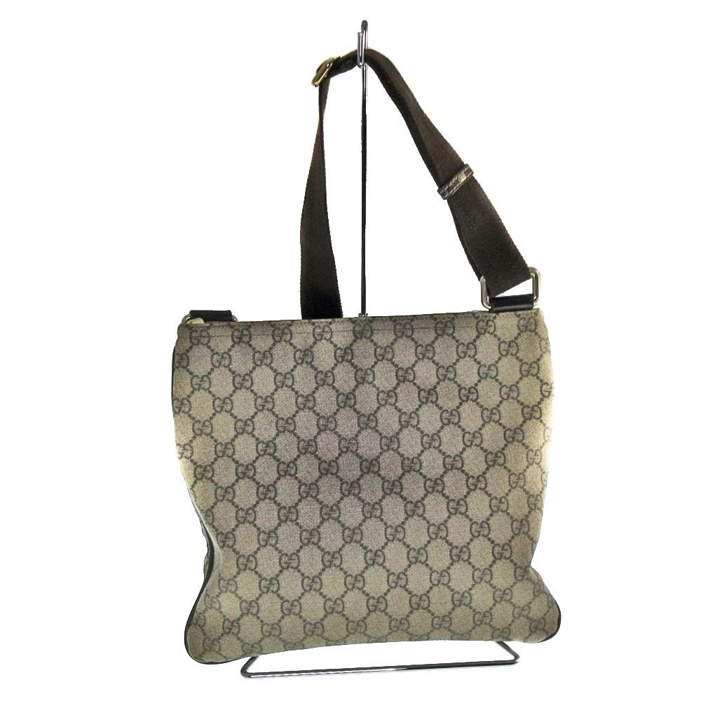 GUCCI Shoulder Bag GG Plus Flat Messenger Handbag Beige Brown - Picture 2 of 11